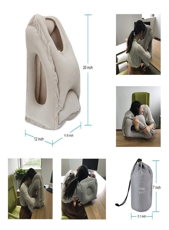 Yorten Pillow Portable Head Neck Rest Pillow Air Travel Inflatable Cushion for Airplane Train and Car Office Napping - Image 5